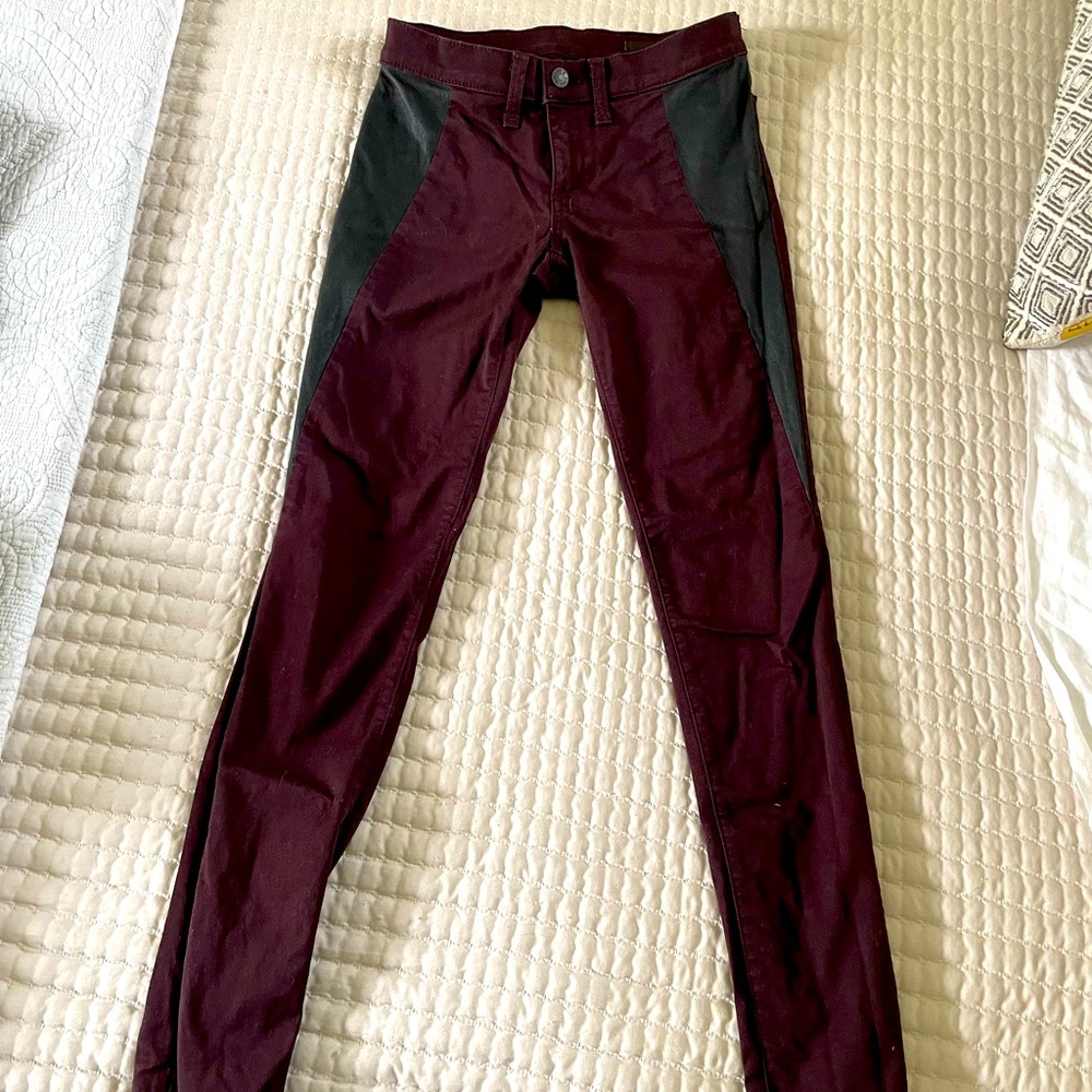 RAG & BONE Burgundy Jean with Leather Accents